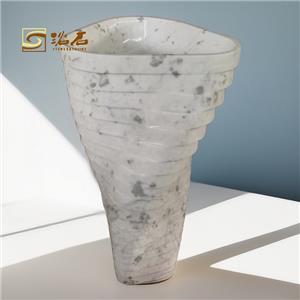 Lavabo de salle de bains sur pied en spirale en marbre blanc de Carrare ou en marbre blanc du Guangxi
