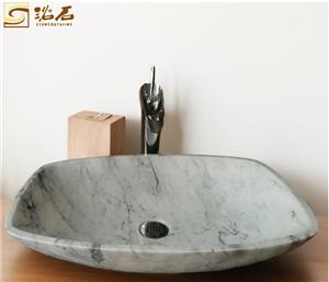 Zlewozmywak z białego marmuru China Carrara