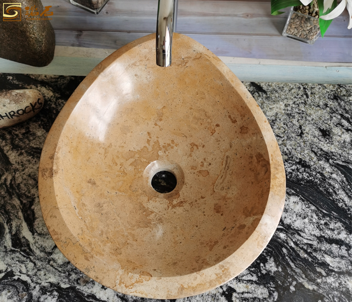 Lavabo a vasca in marmo Beige Classica