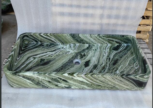 green marble sink