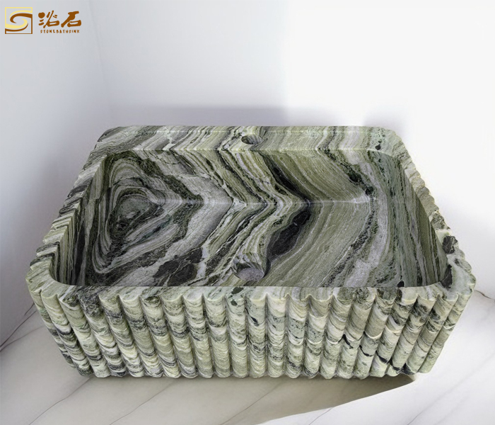 Sangarila Green Marble Rectangular Vessel Sink