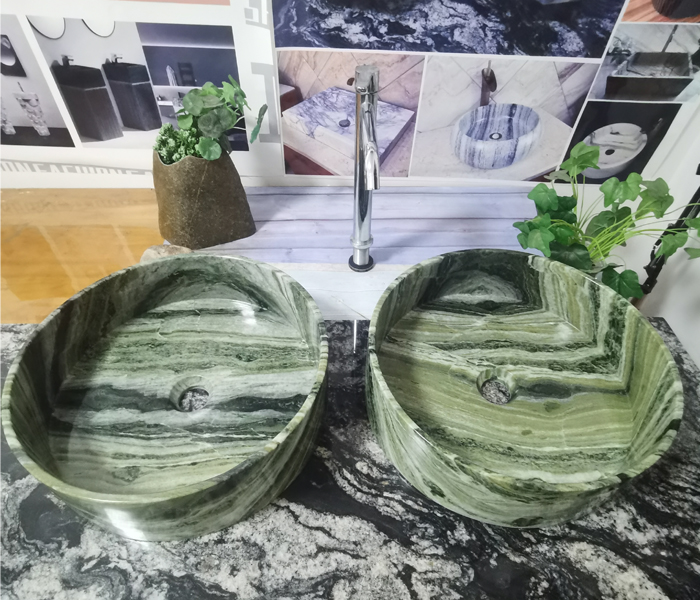 Sangarila Green marble Stone Washbasin