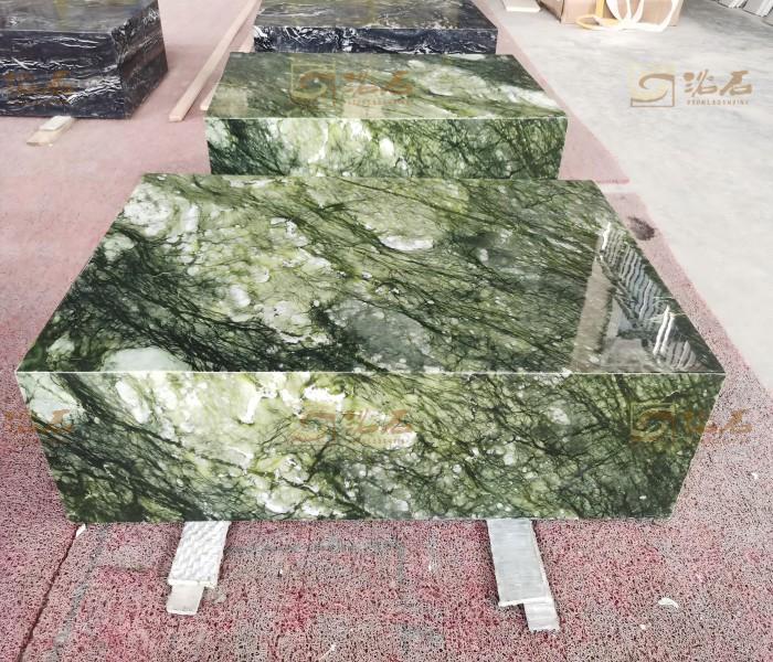 Mesa de centro rectangular de piedra de mármol verde Dandong