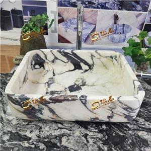 Calacatta Viola Purple Marble Stone Prostokątna umywalka