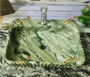 Lavabo rectangular de mármol verde Sangarila