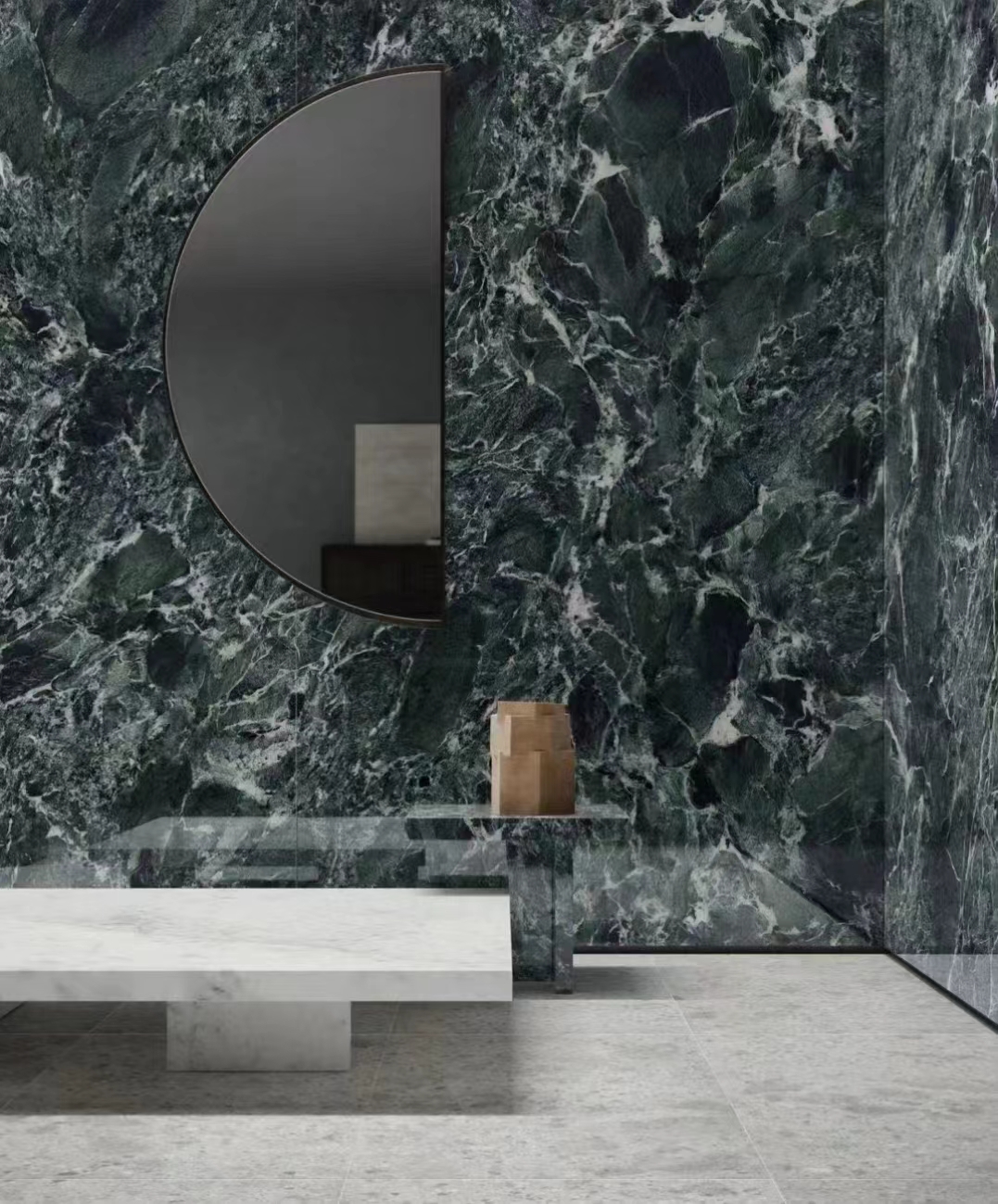 Piedra de mármol Verde Alpi para decoración del hogar.