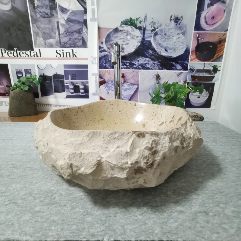 Beige Limestone Sink withe Handmade Natural Chiselled