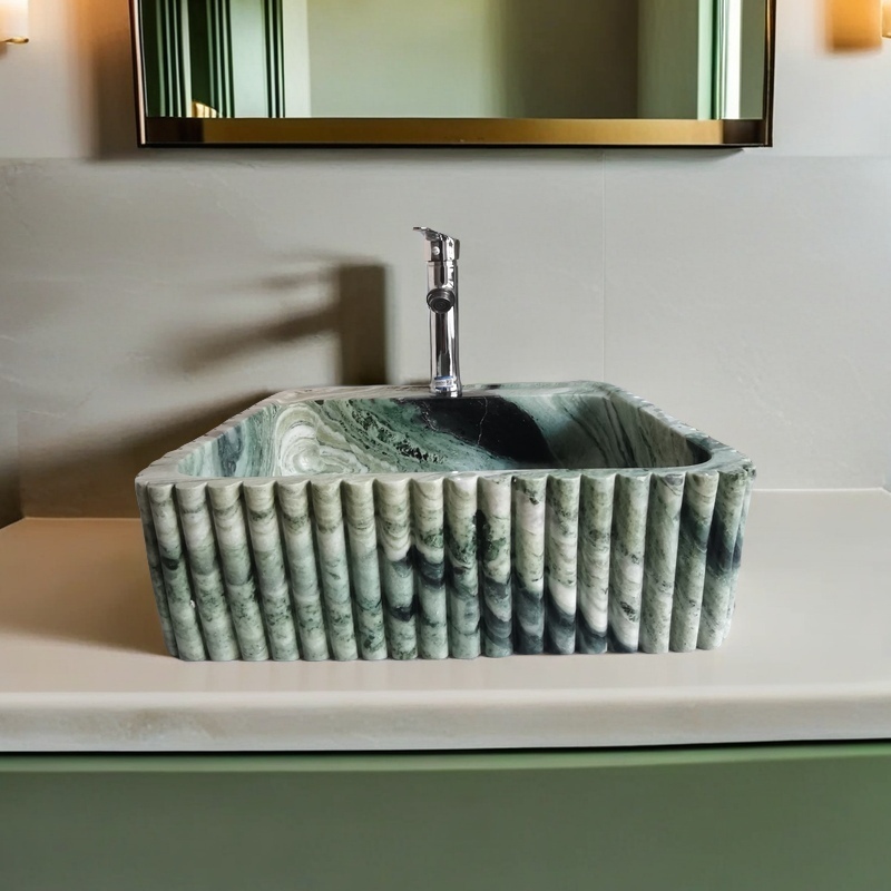 fluted marble sink