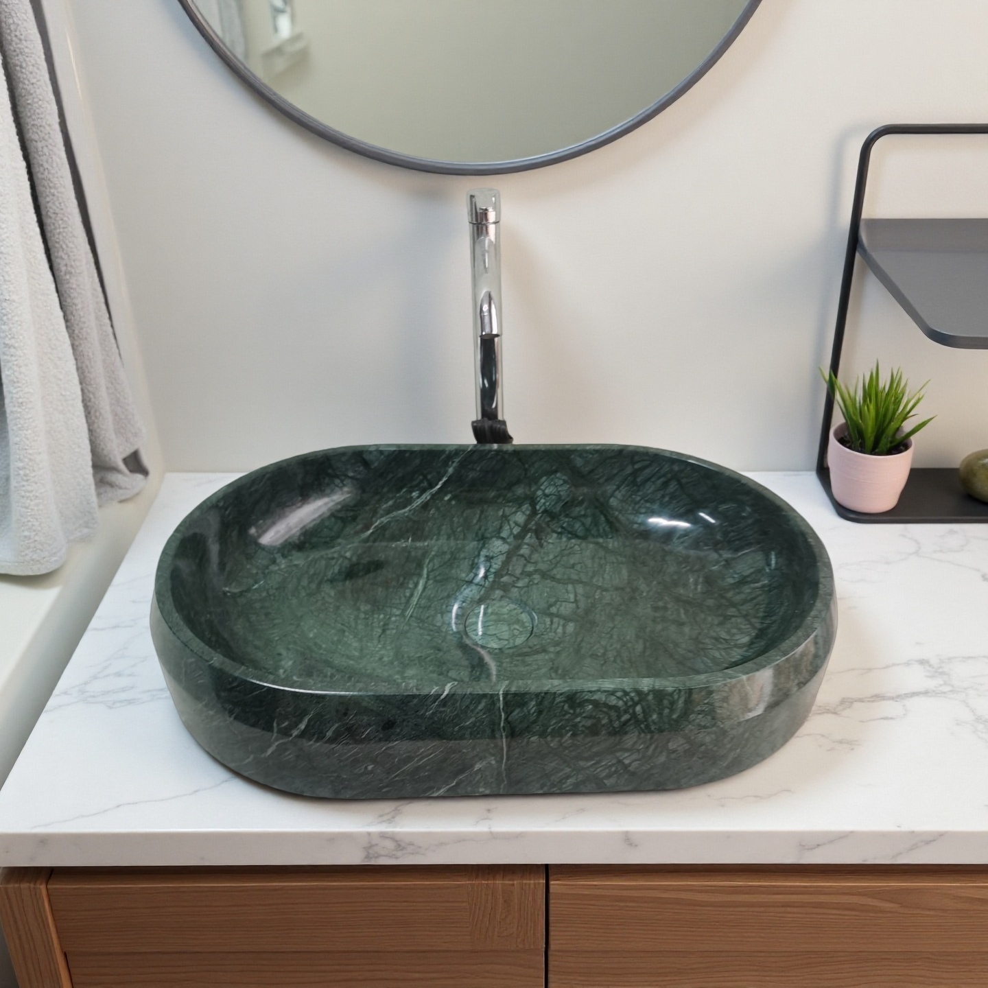 China Green Oval Washbasin
