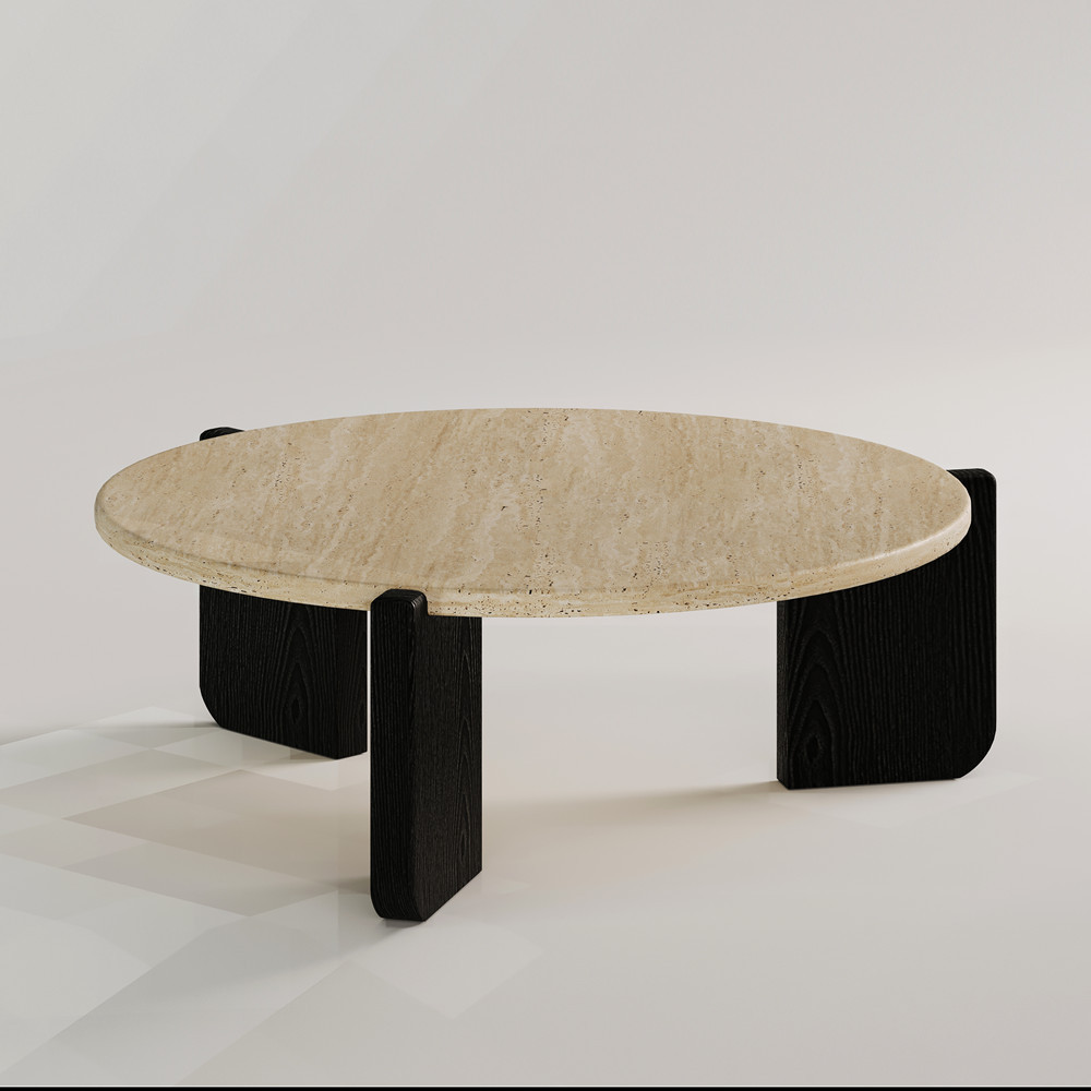 Travertine side table