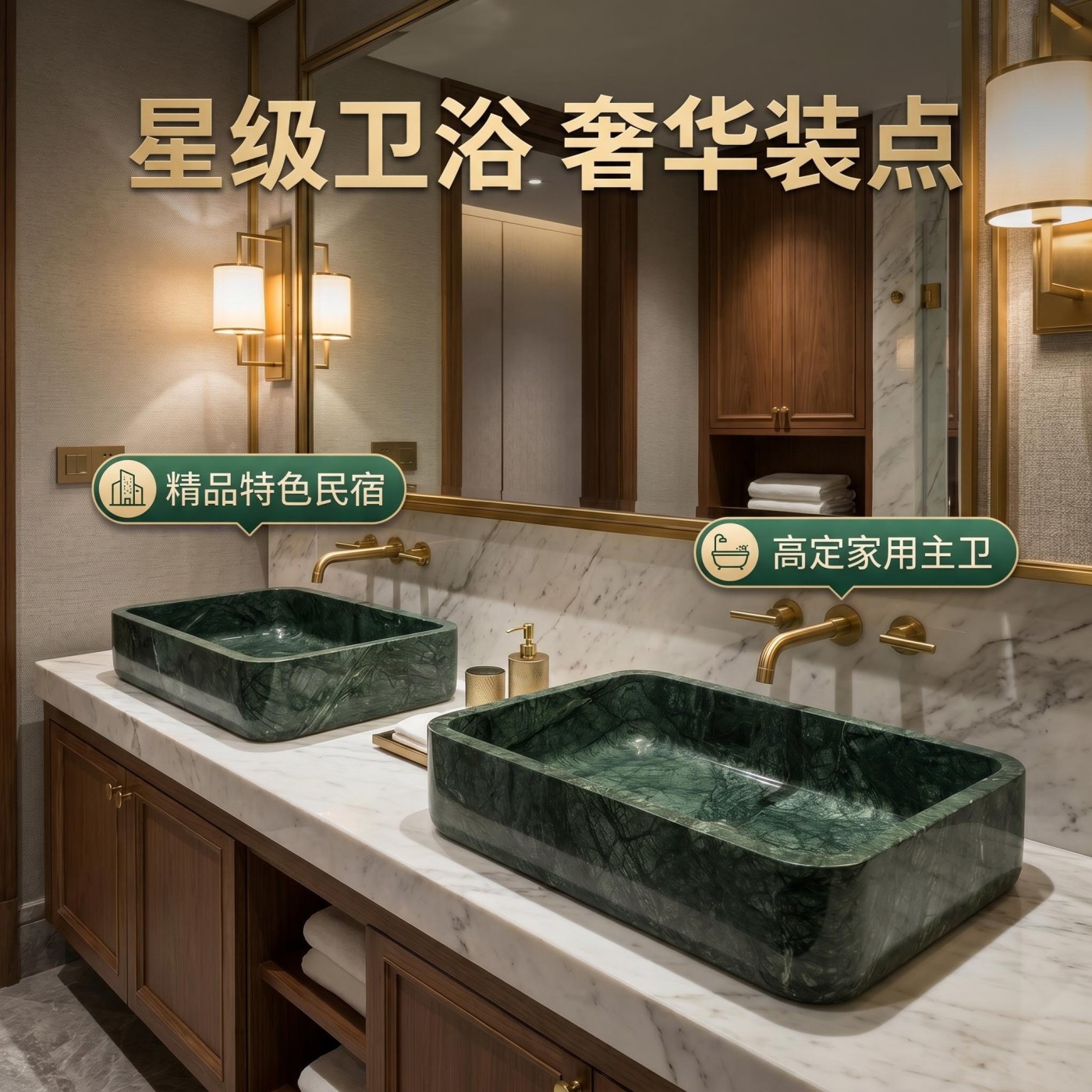 Verde Guatemala Marble Rectangular Washbasin