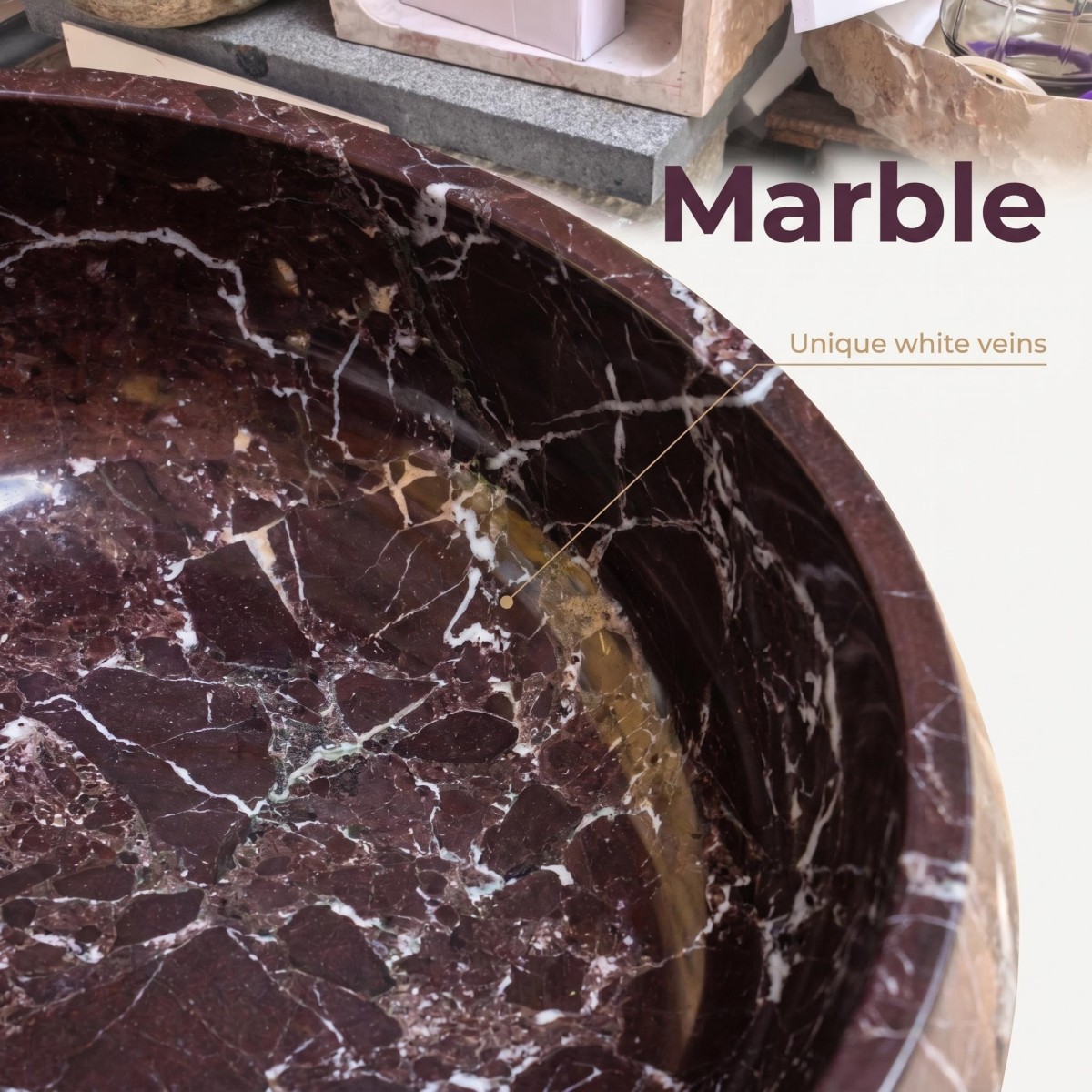 Natural Rosso Levanto Marble Oval Sink