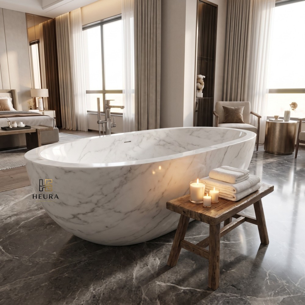 Moon White Marble Free Standing Custom Marble Bathtub