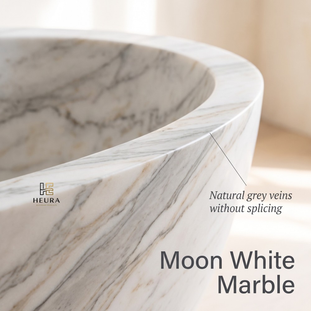 Moon White Marble Free Standing Custom Marble Bathtub