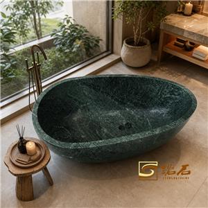 Baignoire îlot monobloc en marbre vert naturel