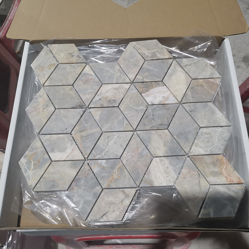 Provence Grey Marble Rhombic Mosaic