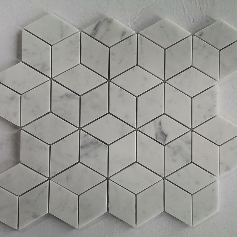 Carrara White Marble Rhombic Mosaic