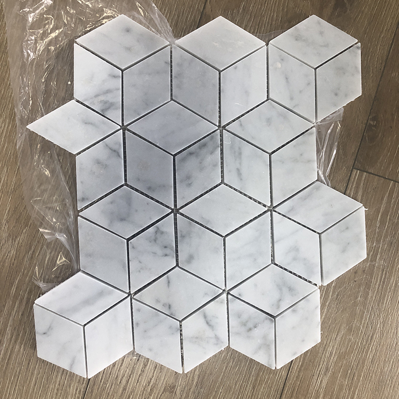 Carrara White Marble Rhombic Mosaic