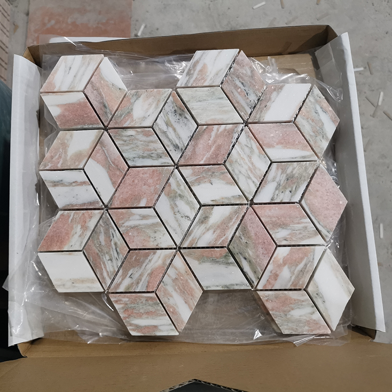 Rosa Norvegia Marble Rhombic Mosaic