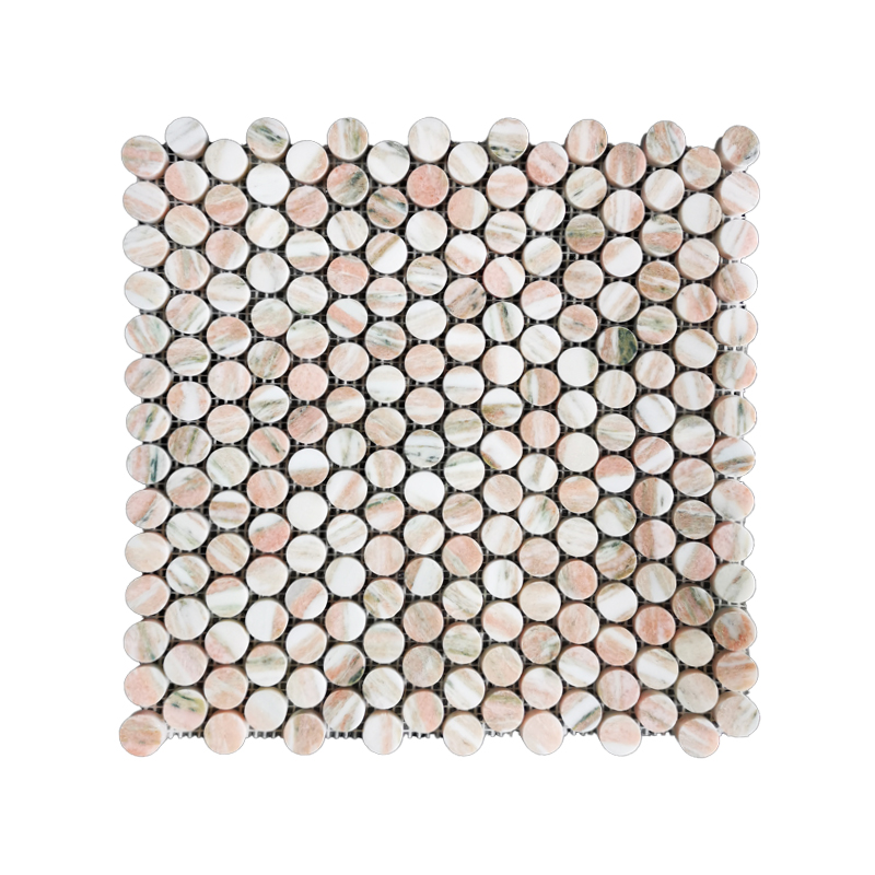 Rosa Norvegia Marble Round Mosaic