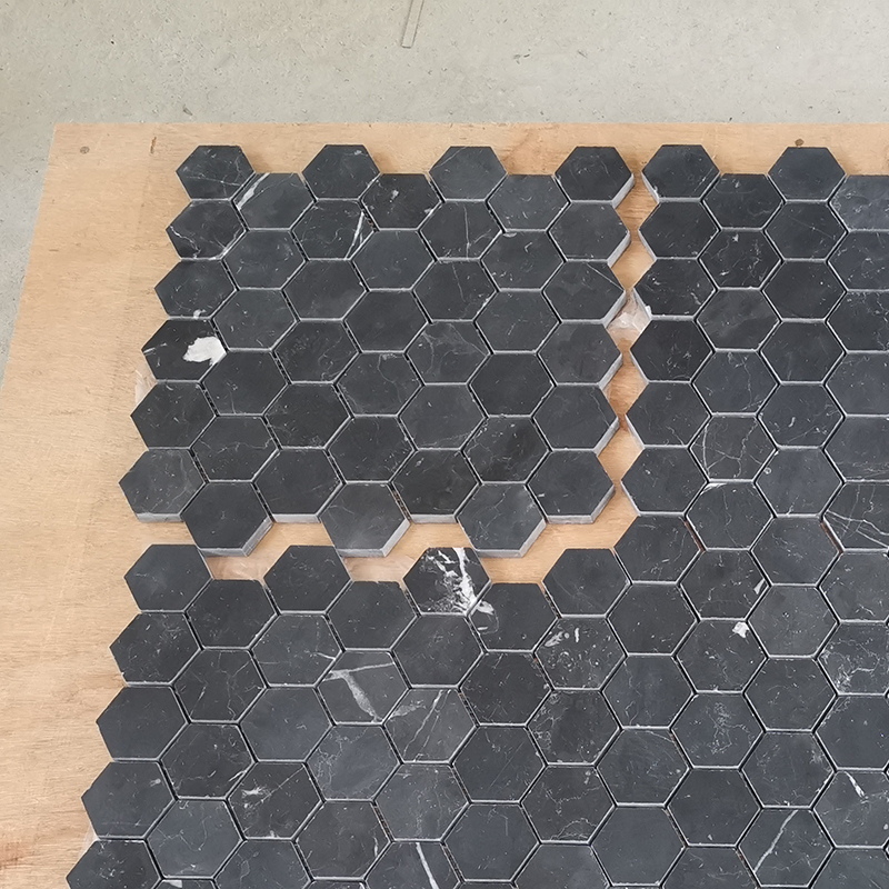 Nero Marquina Marble Hexagon Mosaic