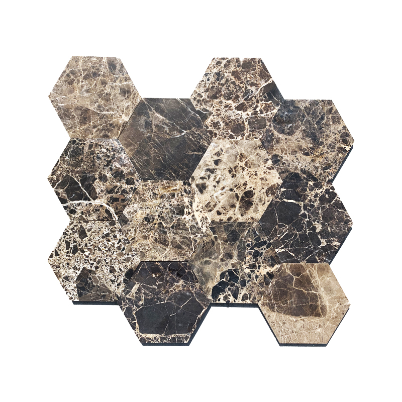 Emperador Dark Brown Marble Hexagon Mosaic