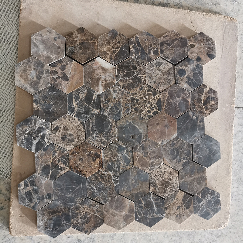 Emperador Dark Brown Marble Hexagon Mosaic