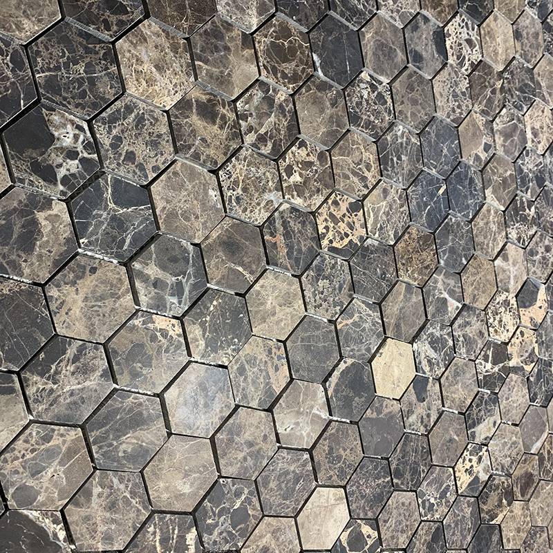 Emperador Dark Brown Marble Hexagon Mosaic