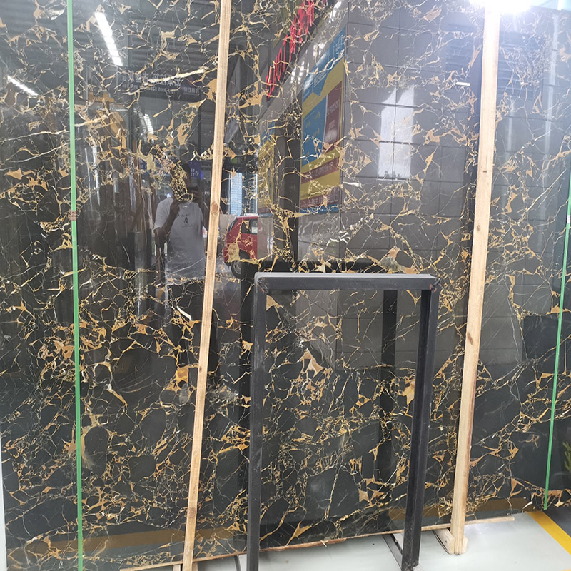 Athens Black Gold Flower Marble