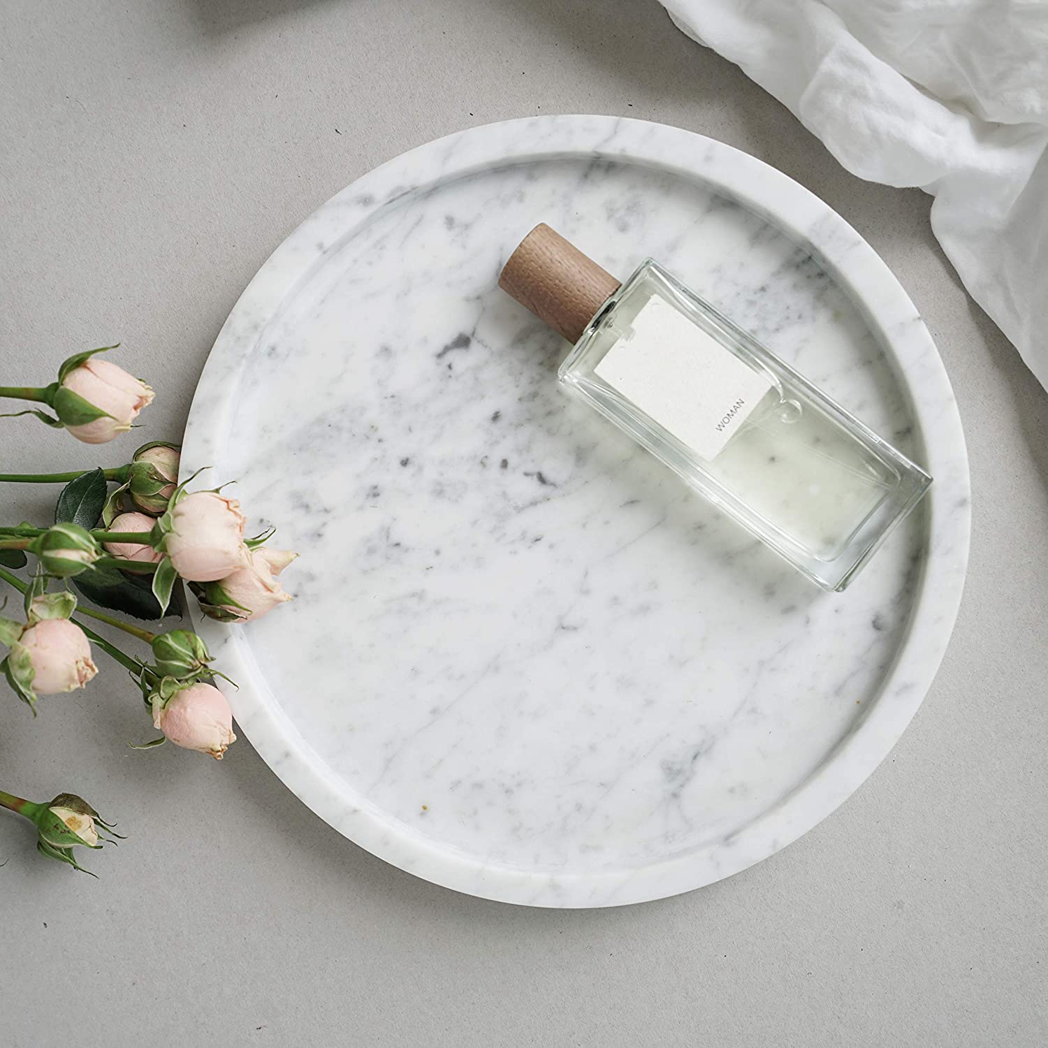 Carrara White Marble Round Fruit Tray