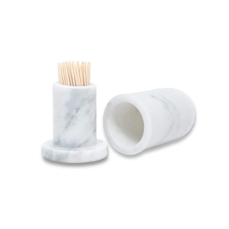 Carrara White Marble Toothpick Box