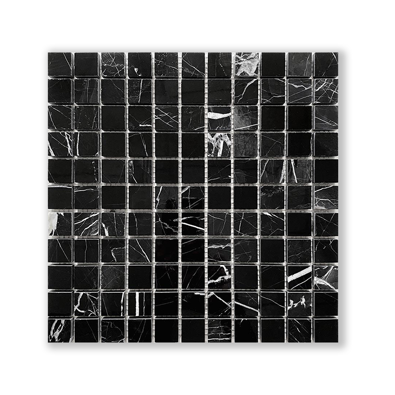 Nero Marquina Marble Square Mosaic