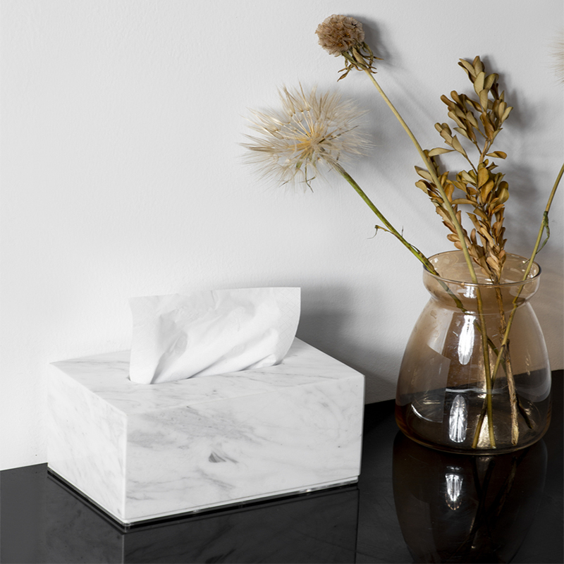 Carrara White Tissue Box