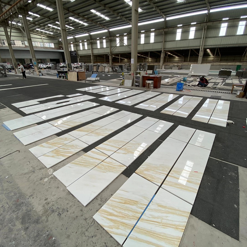 Golden Silk White Marble Slab for Wall Tiles