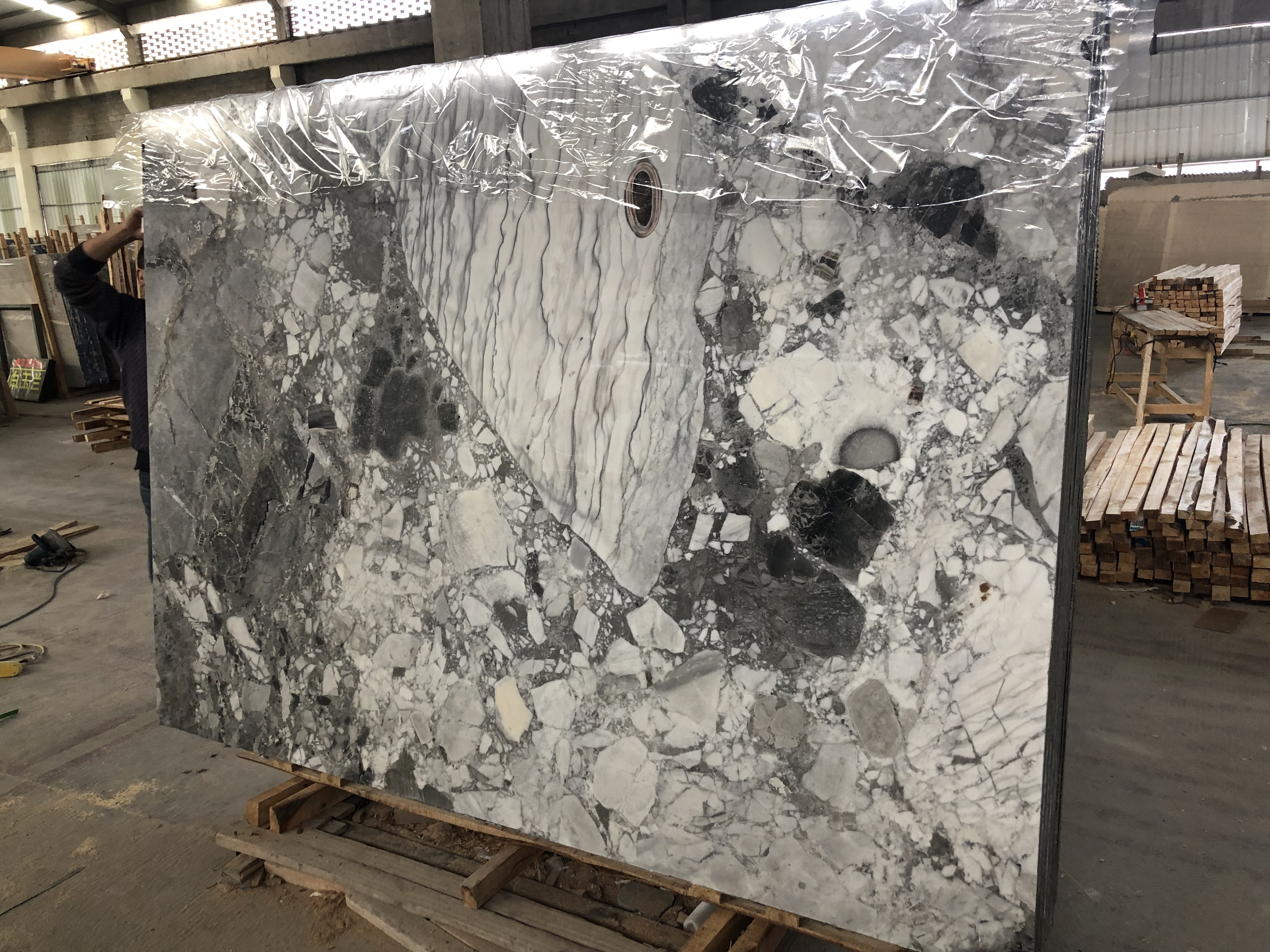 Copico Grey Pandora White Marble Slabs Tiles for Countertops