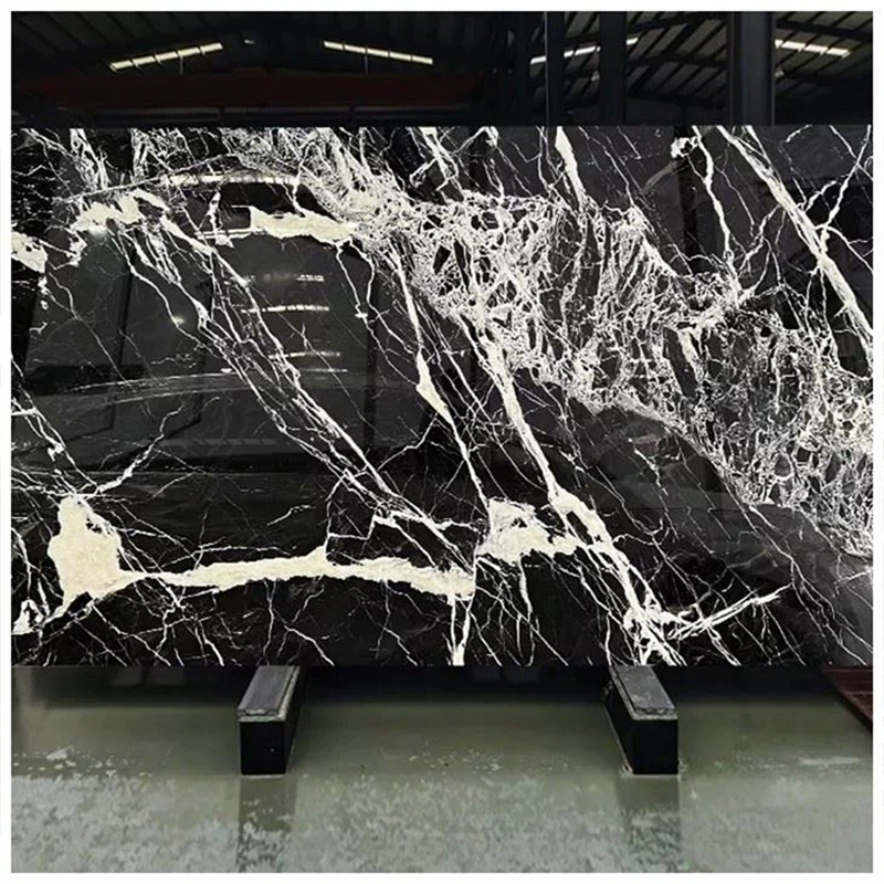 Napoleon Black Marble Slabs With White Veins For Countertop