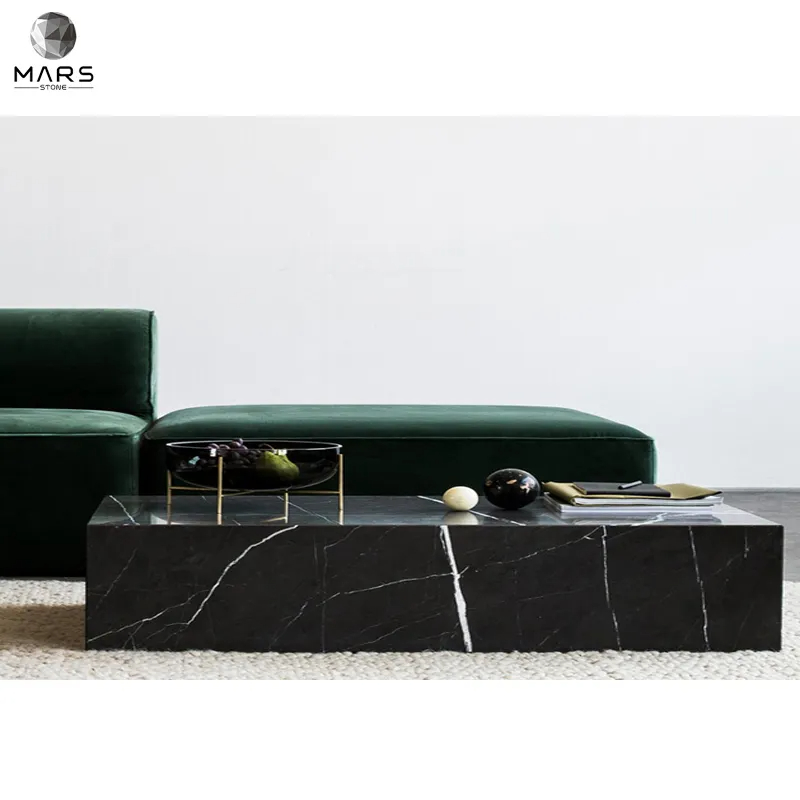 Home Design Living Room Modern Luxury Black Marble Coffee Table