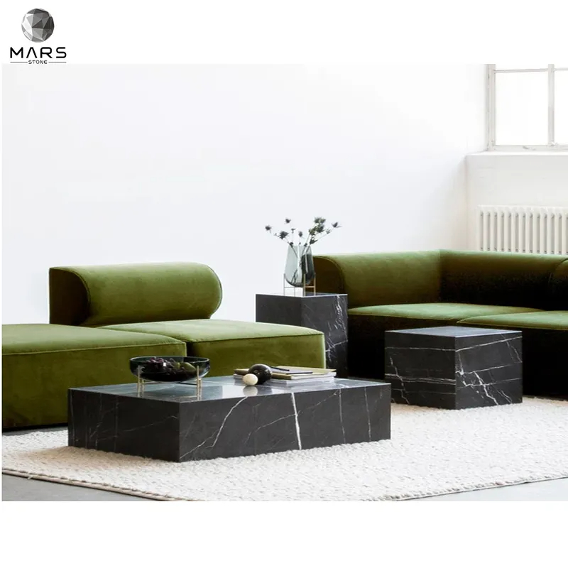 Home Design Living Room Modern Luxury Black Marble Coffee Table