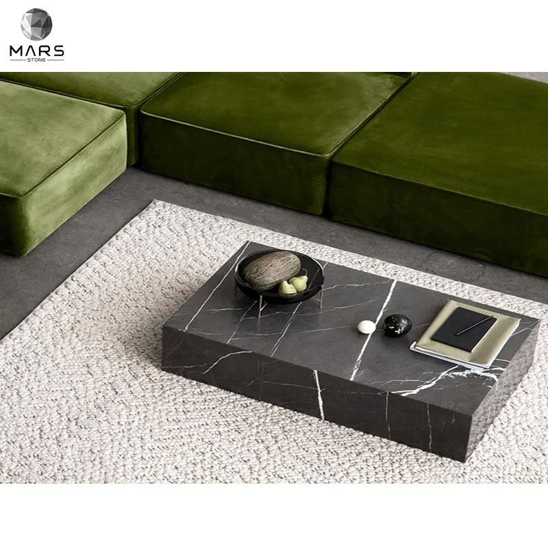 Home Design Living Room Modern Luxury Black Marble Coffee Table