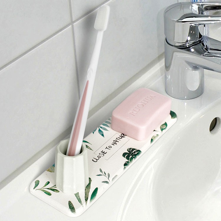 Diatomite Toothbrush Holder Water Absorption Antibacterial Bathroom Countertop 