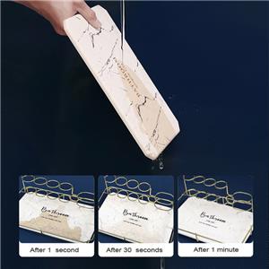 Metal toothbrush holder with absorbent diatomite holder mat