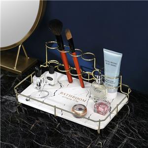 Metal toothbrush holder with absorbent diatomite holder mat