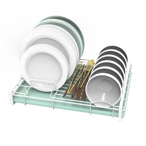 1pc Plastic Dish & Cutlery Organizer Rack, Single Layer Drainage