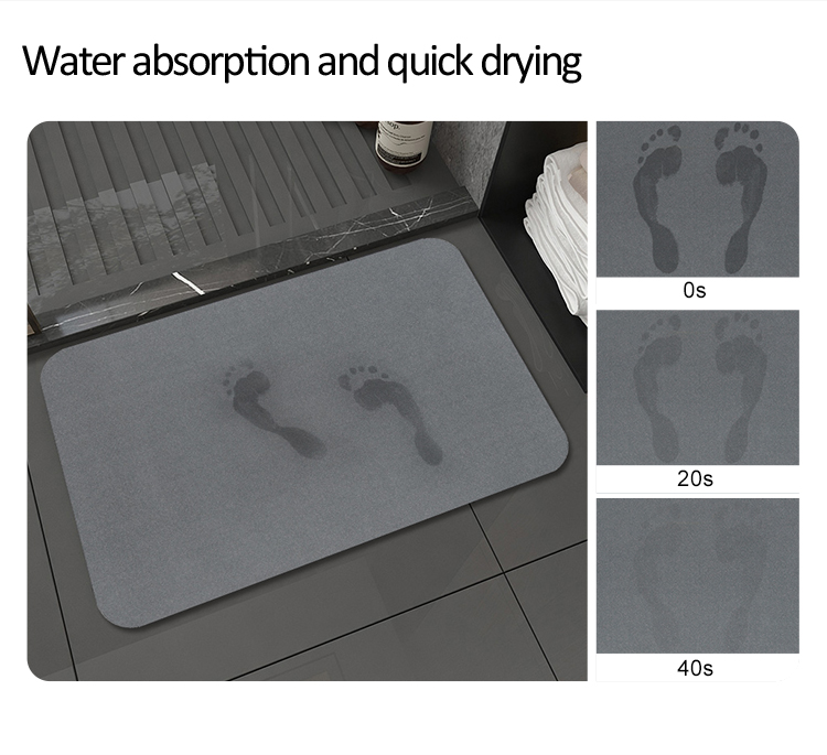 OEKO-TEX Quick Dry Antibacterial Diatomite Bath Mat Water Absorption