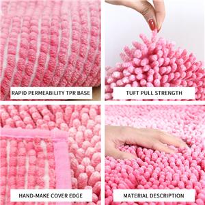Chenille Bathroom Rug Microfiber Bath Rug Super Absorbent Chenille Bath Rug