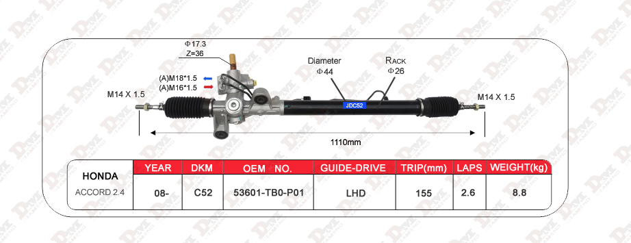 53601-tb0-p01 Steering Rack