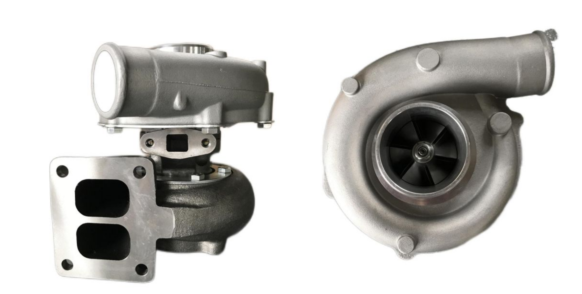 What are the reasons for the rust and oil stains on the turbocharger?