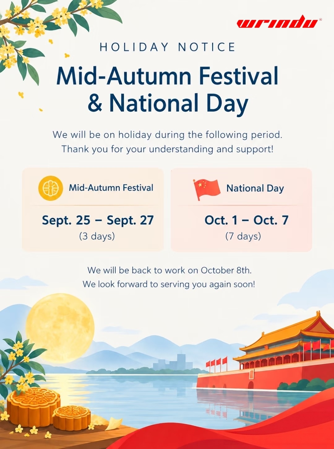 Wrindu National Day holiday notice