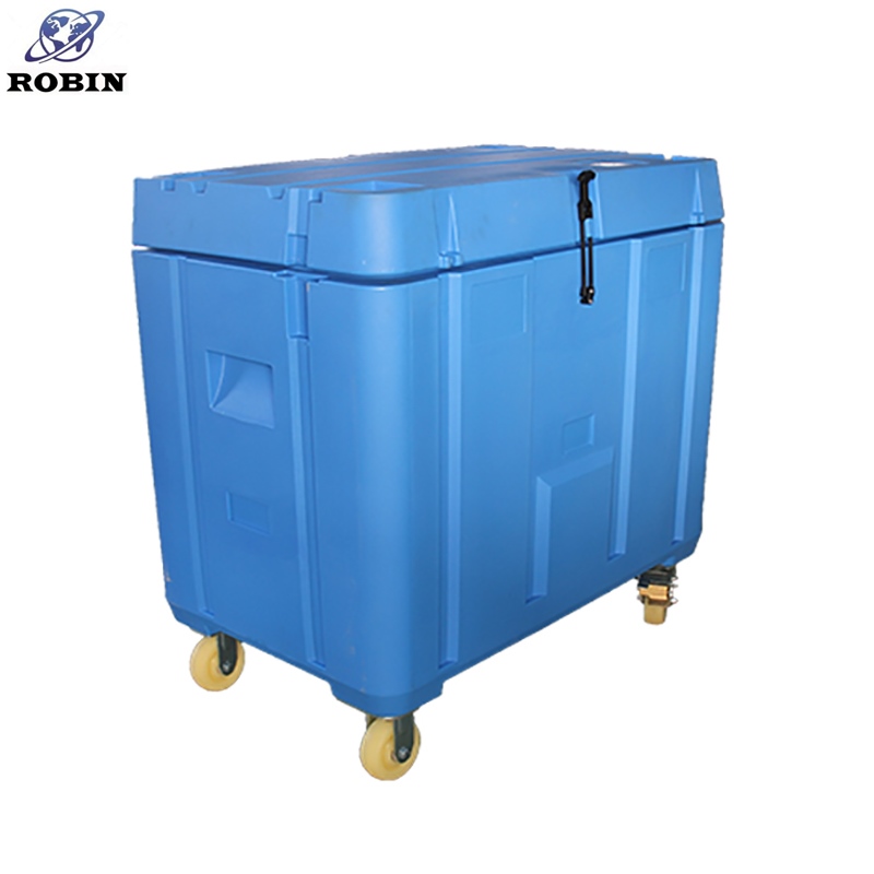 Heavy duty insulated dry ice cooler box with lid wheels