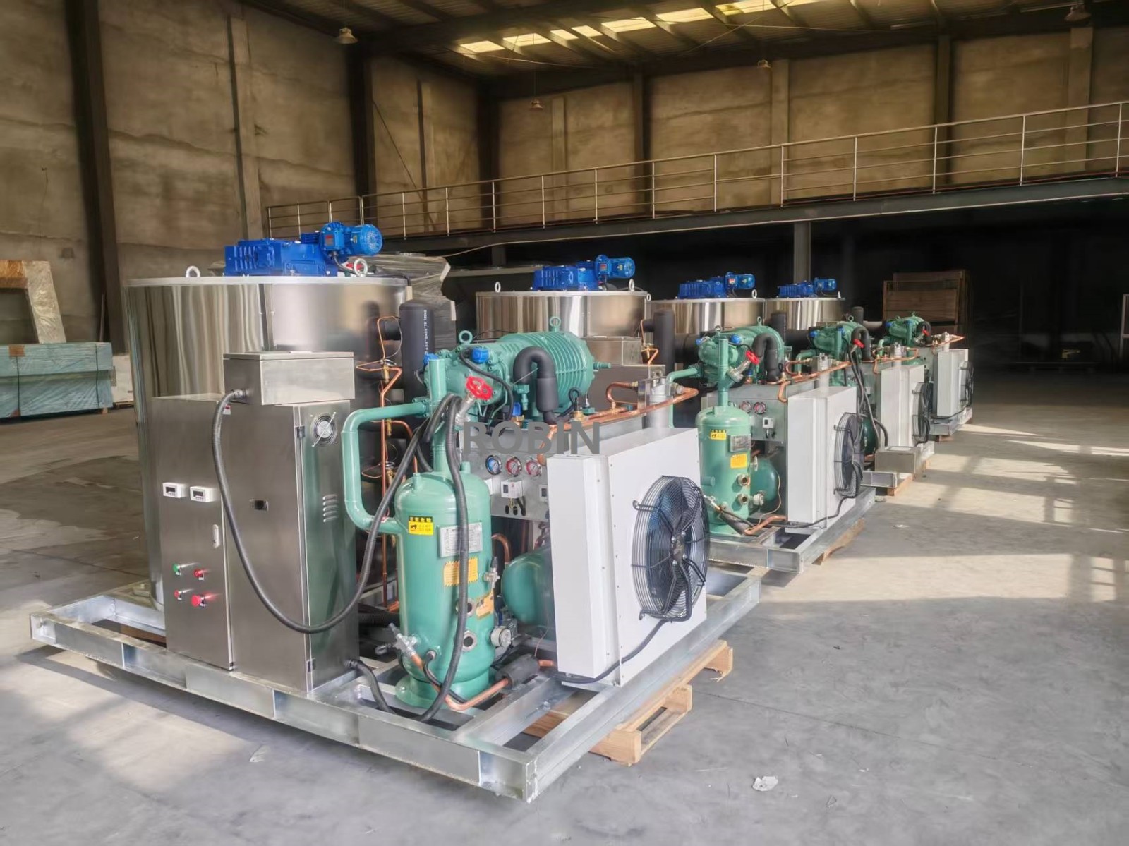 Máquina industrial de hielo en escamas